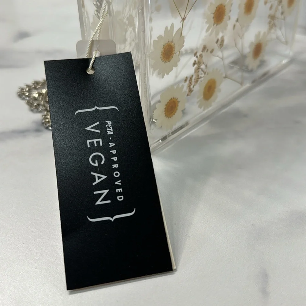 Daisies acrylic transparent lucite box clutch with silver chain strap๐ผ - Picture 8 of 15